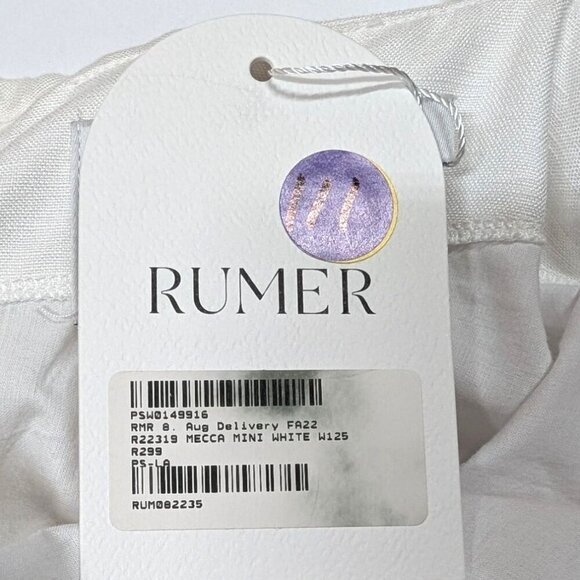 Rumer The Label Dress Mecca Mini 100% Linen Bodycon Going Out Party White Small - Picture 6 of 15